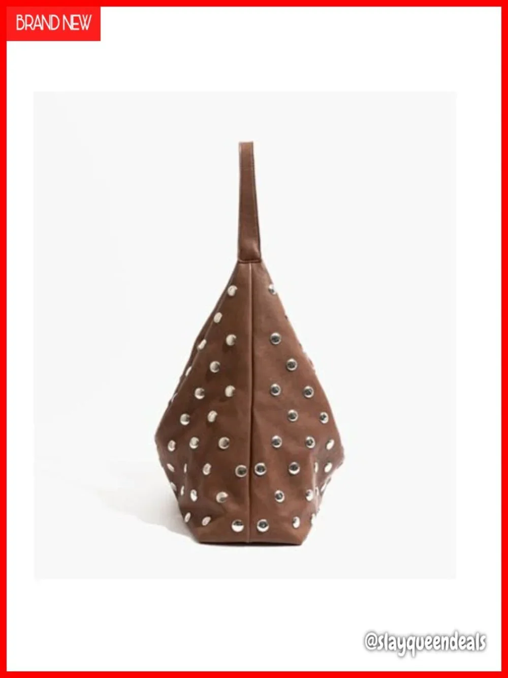 Studded Hobo Bag Women Soft Vegan Leather Slouchy Shoulder Handbag Tote Purse